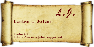 Lambert Jolán névjegykártya